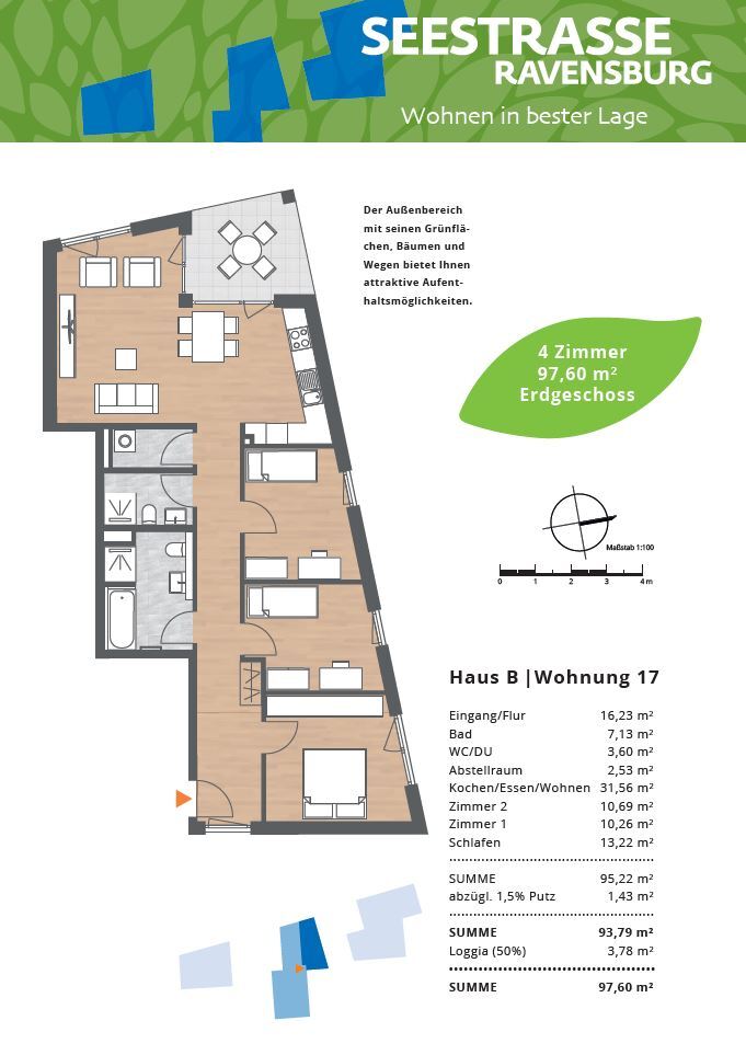 Wohnung zum Kauf provisionsfrei 629.000 € 4 Zimmer 97,6 m²<br/>Wohnfläche EG<br/>Geschoss ab sofort<br/>Verfügbarkeit Seestraße Südstadt Ravensburg 88214