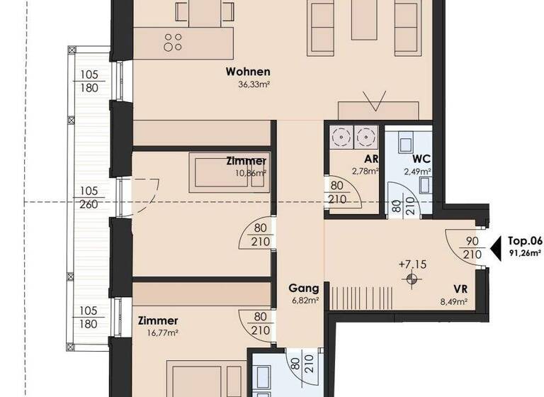 Wohnung zum Kauf 1.150.000 € 3 Zimmer 91,3 m² Walchsee 6344