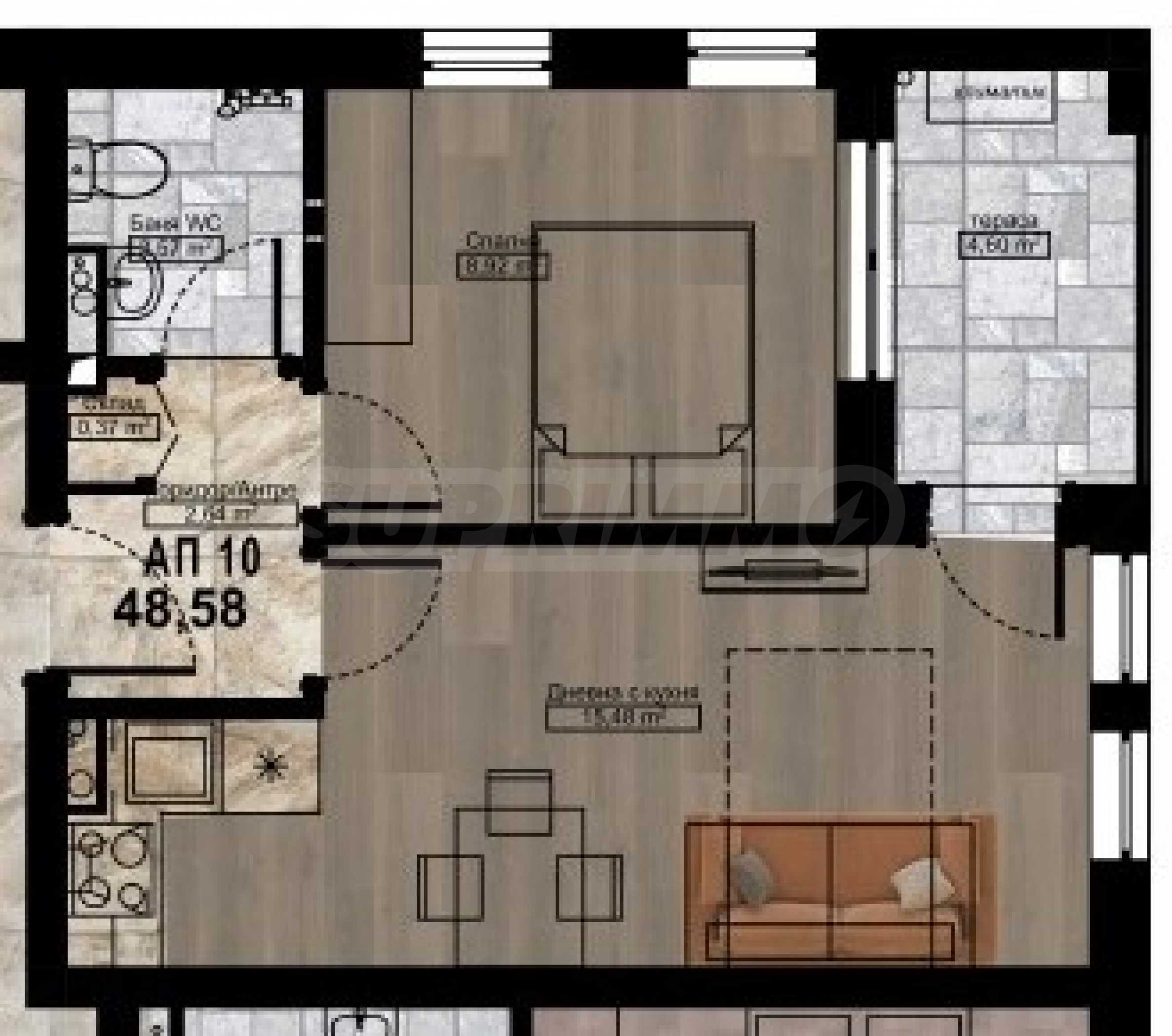 Studio zum Kauf 87.500 € 2 Zimmer 48,6 m²<br/>Wohnfläche Tsarevo