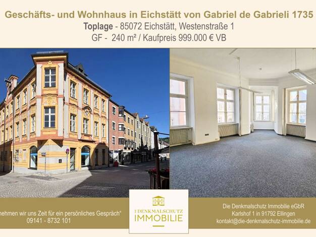 Haus zum Kauf 999.000 € 169,5 m² 240 m² Grundstück Westenstraße 1 Eichstätt 85072