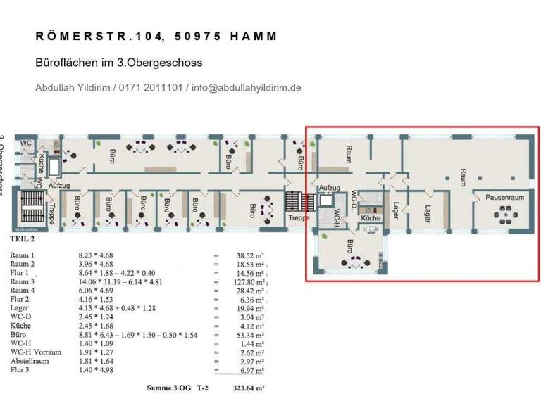 Bürofläche zur Miete provisionsfrei 8,50 € Römerstr. 104 Bockum-Hövel Hamm 59075