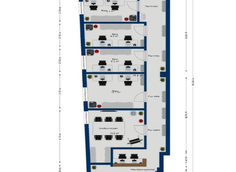 Praxis zur Miete 14,47 € 6 Zimmer 114 m² Bürofläche Andernach 56626