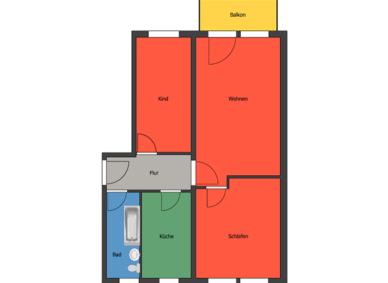 Wohnung zur Miete 377 € 3 Zimmer 58 m² 3. Geschoss frei ab sofort Crassostraße 4 Meißen 01662
