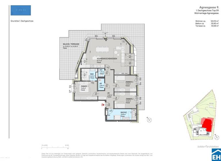 Wohnung zum Kauf - Erstbezug 1.520.200 € 4 Zimmer 123,9 m² 2. Geschoss Agnesgasse Wien 1190