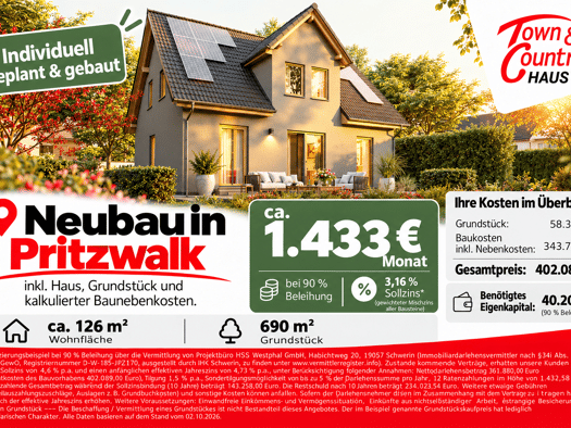 Haus zum Kauf 317.090 € 4 Zimmer 126 m² 690 m² Grundstück Pritzwalk Pritzwalk 16928