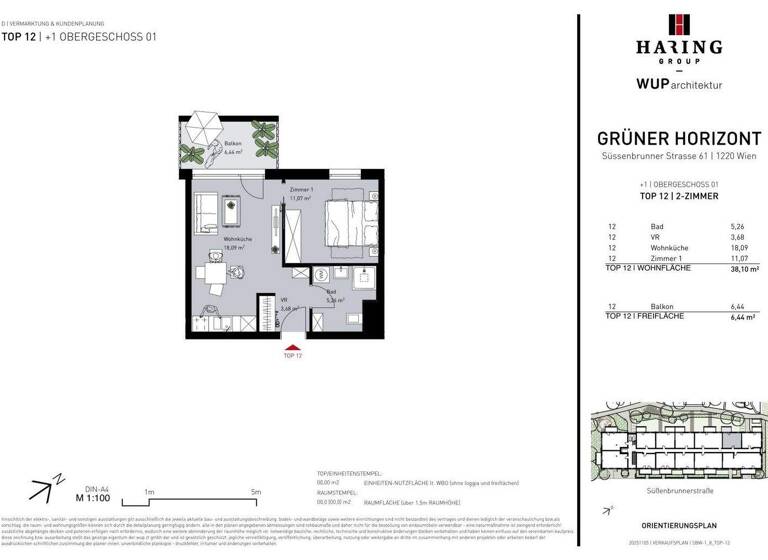 Wohnung zum Kauf - Erstbezug 240.500 € 2 Zimmer 38,1 m² 1. Geschoss Süßenbrunner Straße 61 Wien 1220