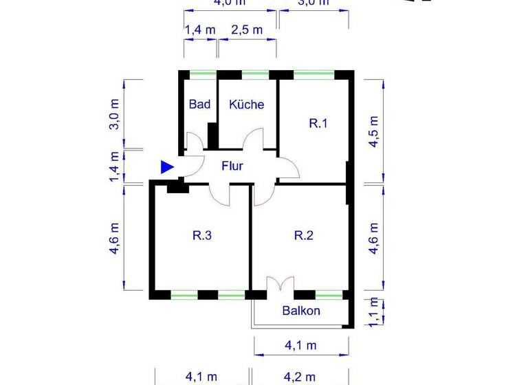 Wohnung zur Miete 582 € 3 Zimmer 72,7 m² 2. Geschoss Seehäuser Str. 6 Stadtfeld West Magdeburg 39110