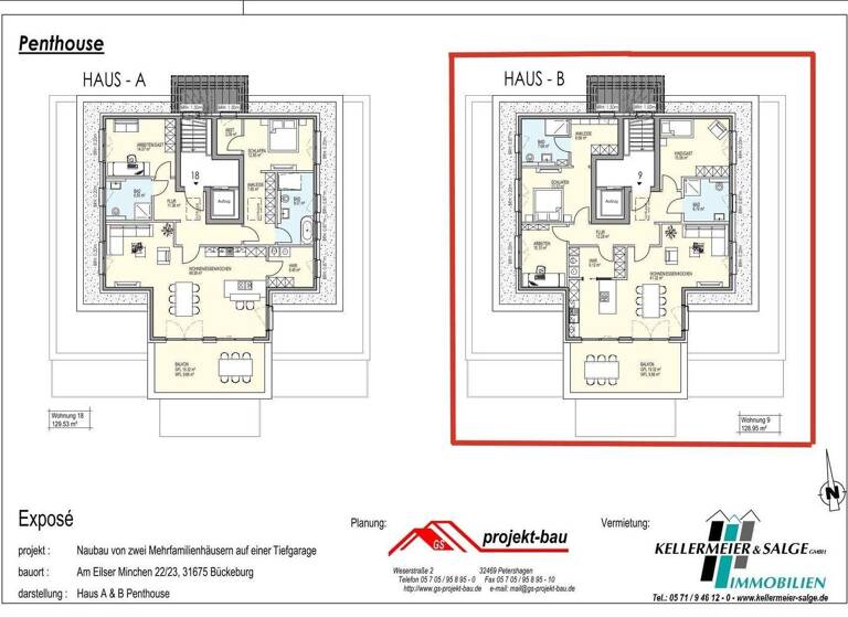 Penthouse zur Miete - Erstbezug 1.612 € 4 Zimmer 129 m² Bückeburg 31675