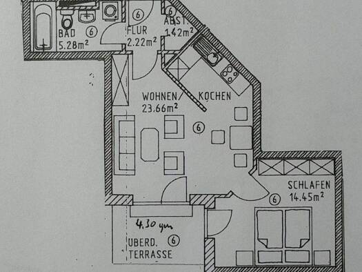 Wohnung zur Miete 550 € 2 Zimmer 51,3 m² 2. Geschoss frei ab sofort Töging Töging a.Inn 84513