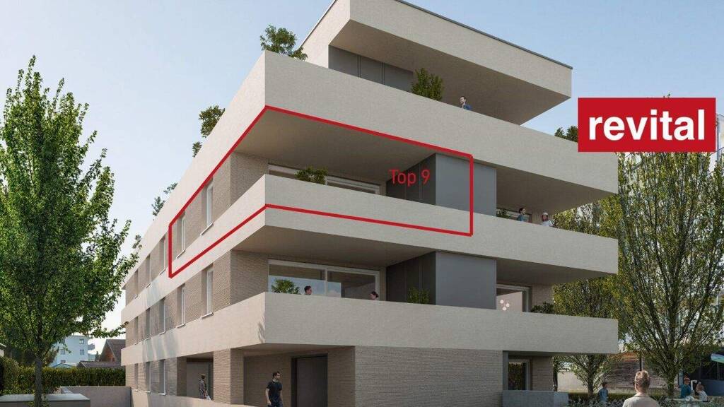 Terrassenwohnung zum Kauf - Erstbezug 411.000 € 2 Zimmer 53 m² 2. Geschoss Widum 32 Lustenau 6890