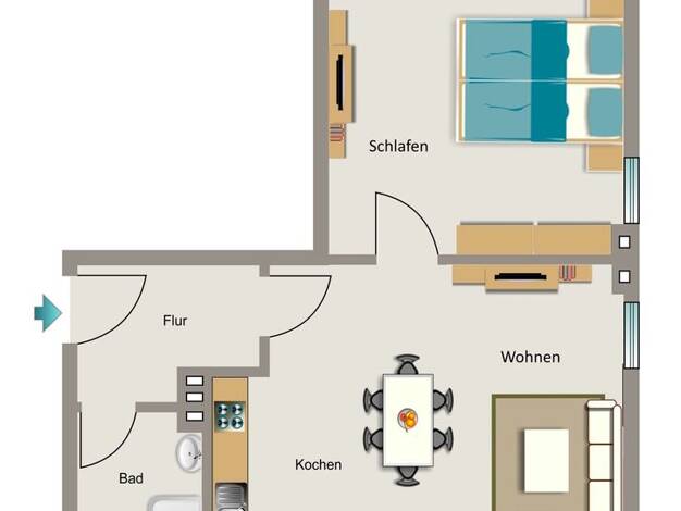 Wohnung zur Miete 617 € 2,5 Zimmer 50,8 m² 3. Geschoss Möllerstraße 22 Mitte Dortmund 44137