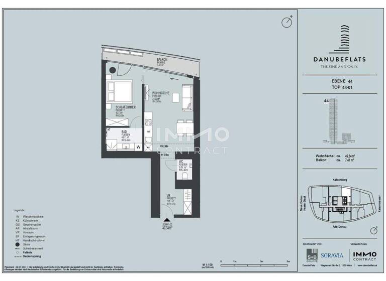 Wohnung zur Miete - Erstbezug 1.701 € 2 Zimmer 49,3 m² Wien 1220
