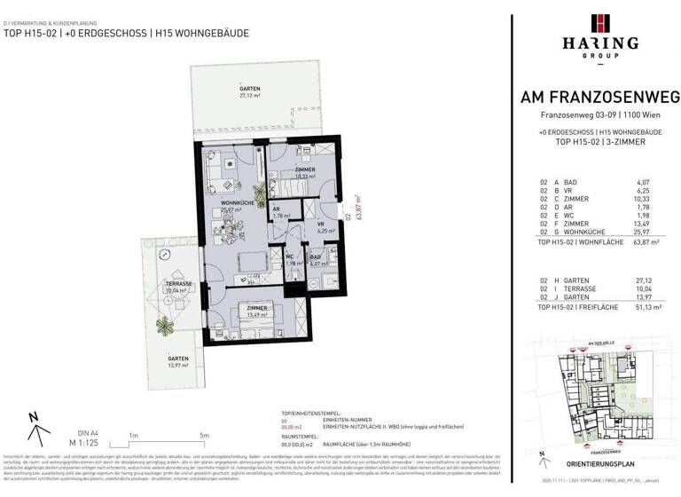 Wohnung zum Kauf - Erstbezug 451.500 € 3 Zimmer 63,9 m² EG Franzosenweg 3-5 Wien 1100