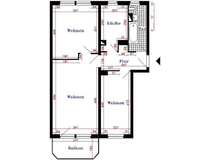 Wohnung zur Miete 413 € 2,5 Zimmer 60,7 m² 2. Geschoss Thale 06502