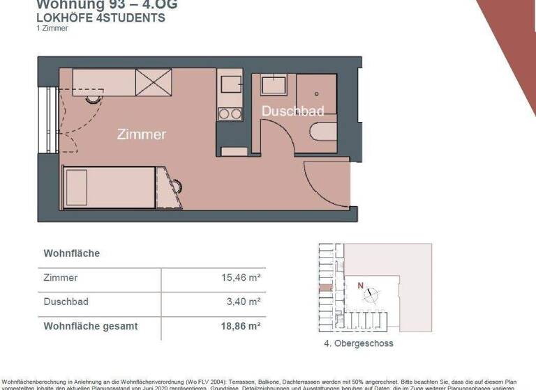 Studio zur Miete 450 € 1 Zimmer 18,9 m² frei ab 01.05.2026 Innenstadt Rosenheim 83022
