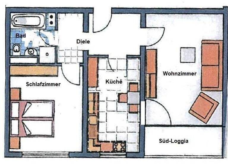 Wohnung zur Miete 700 € 2 Zimmer 59,7 m² 6. Geschoss Waldkraiburg 84478