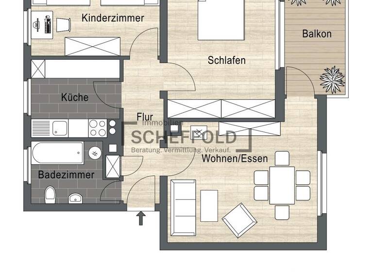 Wohnung zum Kauf 139.900 € 3,5 Zimmer 62,1 m² 1. Geschoss Laupheim 88471