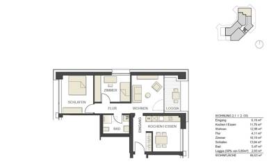 Wohnung zur Miete 890 € 2,5 Zimmer 67 m² frei ab 01.10.2025 Murg Murg 79730
