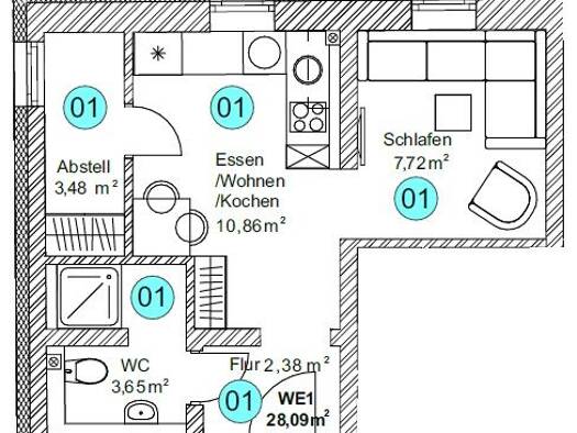 Wohnung zum Kauf provisionsfrei 89.000 € 1 Zimmer 28,1 m² EG frei ab 01.12.2026 Fridingen an der Donau 78567