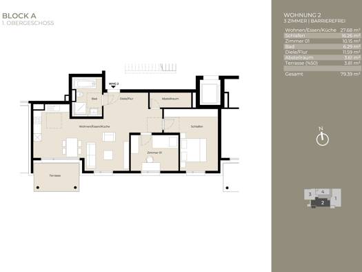 Wohnung zur Miete 1.495 € 3 Zimmer 79,4 m² frei ab sofort Plieningen Stuttgart 70599