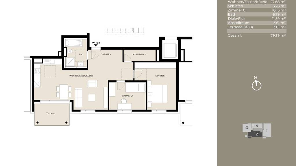 Wohnung zur Miete 1.495 € 3 Zimmer 79,4 m² frei ab sofort Plieningen Stuttgart 70599
