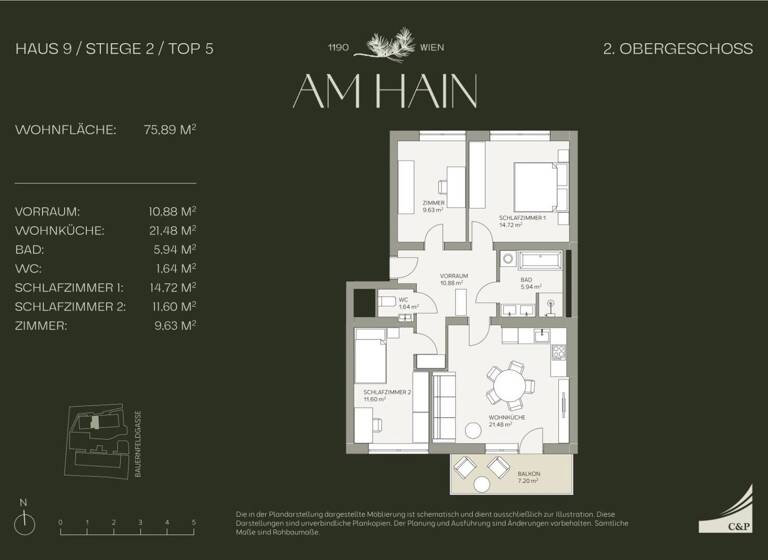 Wohnung zum Kauf - Erstbezug 729.000 € 4 Zimmer 75,9 m² Wien 1190