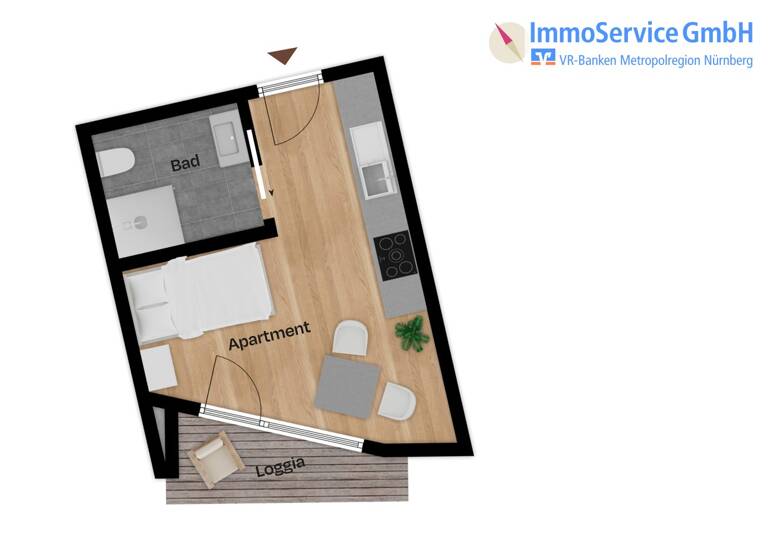Studio zum Kauf - Neubau provisionsfrei 172.805 € 1 Zimmer 20,3 m²<br/>Wohnfläche 1.<br/>Geschoss St Johannis Nürnberg 90419