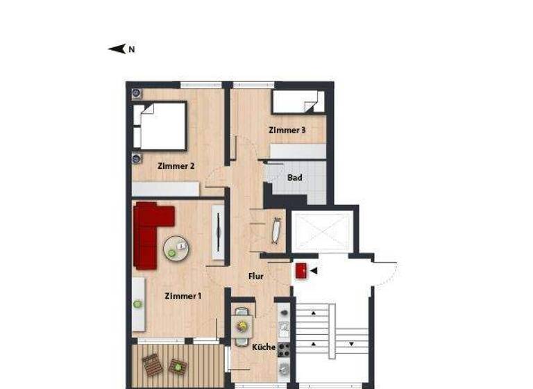 Wohnung zur Miete 479 € 3 Zimmer 64,9 m² 1. Geschoss frei ab 30.06.2026 Am Finkenhaus 9 Detmerode Wolfsburg 38444