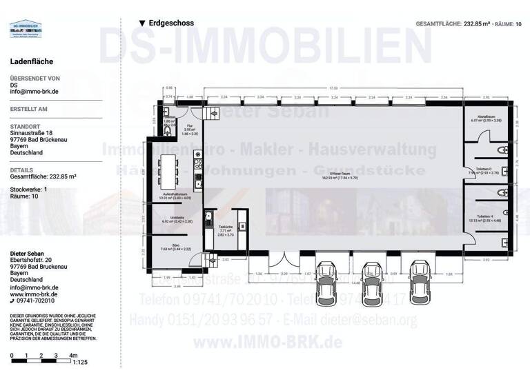 Laden zur Miete provisionsfrei 1.400 € 1 Zimmer 162 m² Verkaufsfläche Bad Brückenau 97769