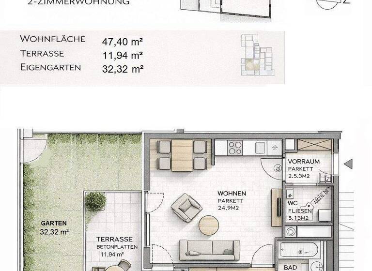Wohnung zur Miete 805 € 2 Zimmer 47,4 m² 1. Geschoss Grinzinger Straße 89 Wien 1190