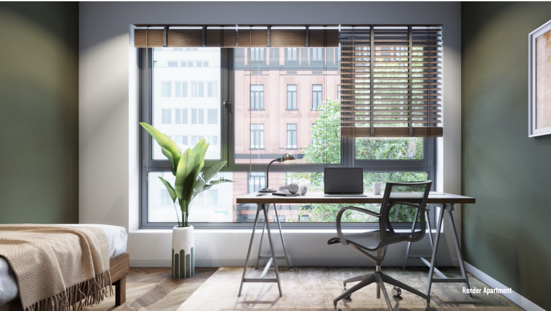 Voll möbliertes Apartment im Vita Home Wohnhaus mit gemeinsamer Rooftop Dachterrasse – Carl-Benz-Straße 128, 68159 Mannheim – Bild 1 von 8