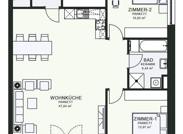 Wohnung zur Miete - Erstbezug 1.332 € 4 Zimmer 99,1 m² 6. Geschoss frei ab 01.06.2026 Fröhlichgasse 23-35 Jakomini Graz 8010