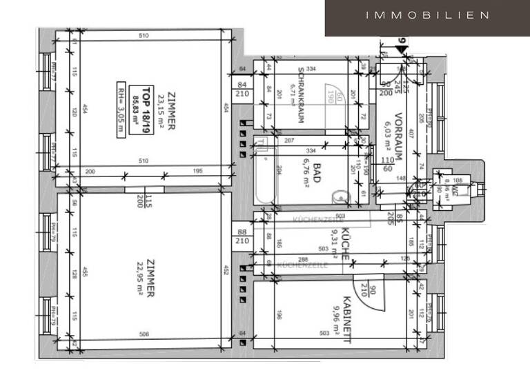 Wohnung zum Kauf provisionsfrei 326.150 € 2,5 Zimmer 85,8 m² 3. Geschoss Wien 1050