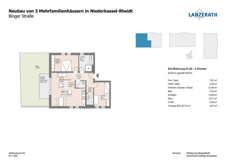 Wohnung zum Kauf - Erstbezug provisionsfrei 439.500 € 3 Zimmer 82,6 m² Binger Straße 48 Rheidt Niederkassel 53859