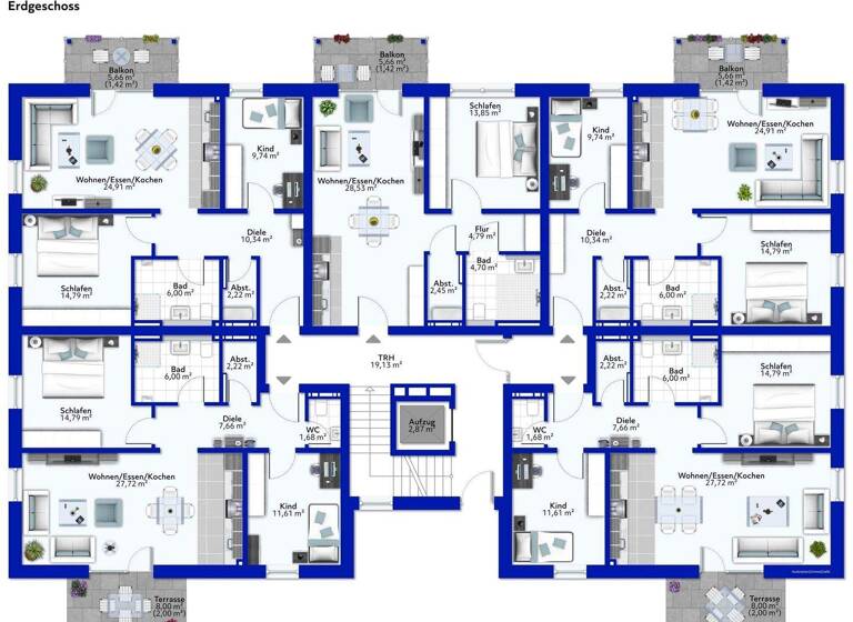 Wohnung zum Kauf - Erstbezug provisionsfrei 1.526.000 € 14 Zimmer 343 m² Welschbillig 54298