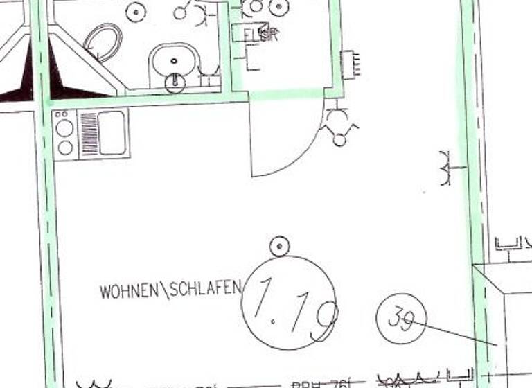 Studio zur Miete 450 € 1 Zimmer 26 m² 1. Geschoss frei ab 01.06.2026 Karl-Liebknecht-Str. 1a Wenigenjena Jena 07749