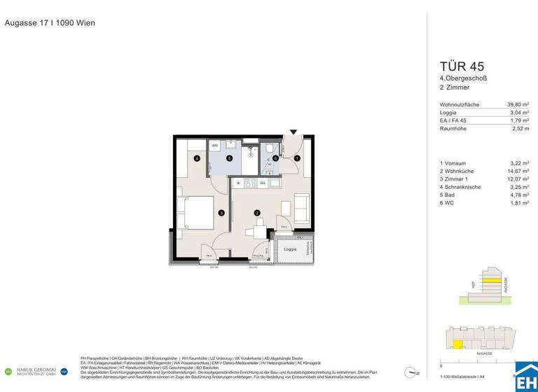 Wohnung zum Kauf - Erstbezug 414.300 € 2 Zimmer 39,8 m² 4. Geschoss Augasse Wien 1090