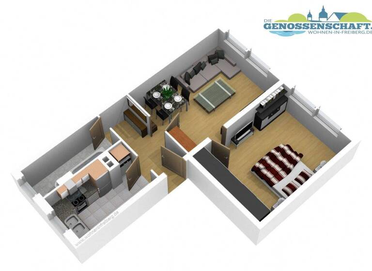 Wohnung zur Miete 349 € 2 Zimmer 45,6 m² EG Franz-Kögler-Ring 14 Freiberg 09599