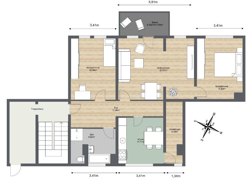 Wohnung zur Miete 833 € 3 Zimmer 98,4 m²<br/>Wohnfläche 3.<br/>Geschoss Dresdner Straße 5 Weida Riesa 01587