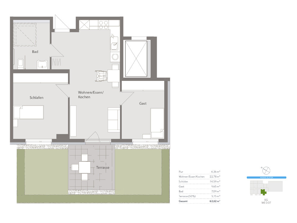 Wohnung zur Miete 850 € 3 Zimmer 63,6 m²<br/>Wohnfläche EG<br/>Geschoss Tschaikowskistraße 1 Stadtmitte West Gera / Debschwitz 07548