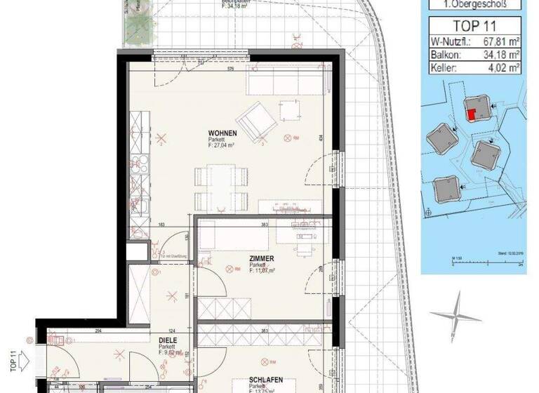Wohnung zur Miete 810 € 3 Zimmer 67,8 m² 1. Geschoss frei ab 01.03.2026 Olga-Rudel-Zeynek-Gasse 18 Straßgang Graz 8054
