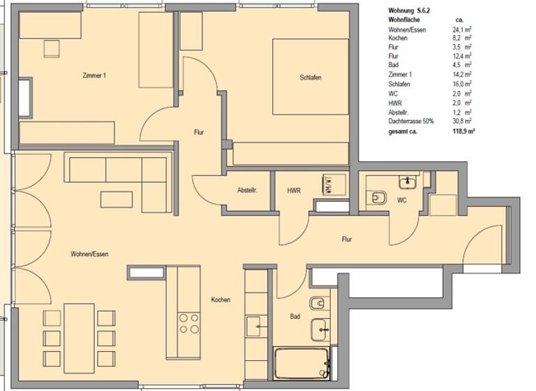 Wohnung zum Kauf - Neubau provisionsfrei 1.169.200 € 3 Zimmer 118,9 m² 6. Geschoss Sachsenhausen Frankfurt am Main 60594