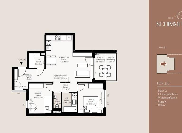 Wohnung zum Kauf - Erstbezug provisionsfrei 549.000 € 3 Zimmer 67,9 m² 1. Geschoss Wien 1030