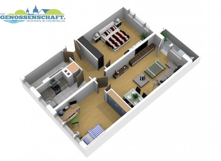 Wohnung zur Miete 449 € 3 Zimmer 63,5 m² 2. Geschoss Tschaikowskistraße 22 Freiberg 09599