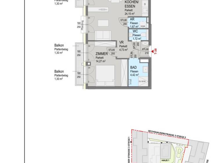 Wohnung zum Kauf - Erstbezug 409.000 € 3 Zimmer 51 m² 4. Geschoss Sechshauser Straße Wien 1150