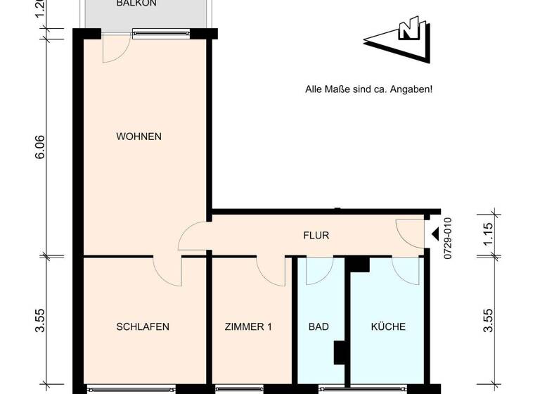 Wohnung zur Miete 360 € 2,5 Zimmer 60,9 m² 3. Geschoss Heinrich-Mann-Str. 4 Hagenow 19230