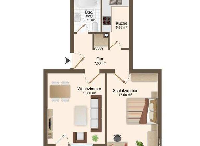 Wohnung zum Kauf 250.000 € 2 Zimmer 60 m² 1. Geschoss Alt-Lankwitz 17 Lankwitz Berlin Alt-Lankwitz 12247