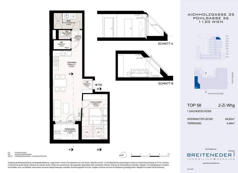 Wohnung zum Kauf - Erstbezug 399.000 € 2 Zimmer 49,6 m² 5. Geschoss Wien 1120