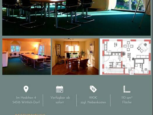 Büro zur Miete provisionsfrei 990 € 4 Zimmer 110 m² Bürofläche Dorf Wittlich 54516