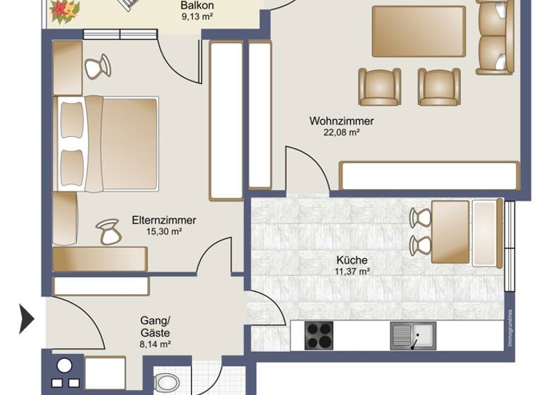Wohnung zur Miete 962 € 2 Zimmer 61,2 m² frei ab 01.06.2026 Schillerstrasse 24a Lustenau 6890